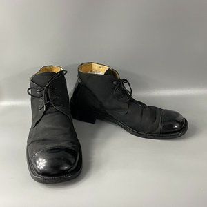 Nouchka Men's Nylon and Black  Leather  Ankle Boots, Size 46 Gatsby style